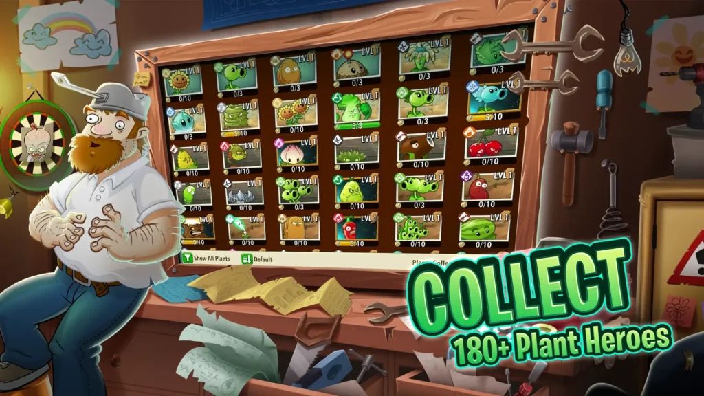 collect 180+plant heroes in Plants vs Zombies Heroes